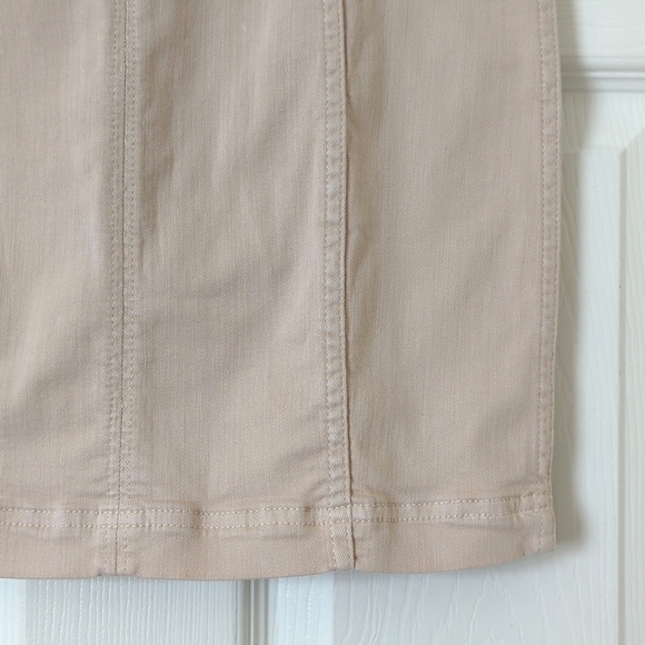 Free People Modern Femme Classic High Waisted Bodycon Denim Mini Skirt Stone 4 - Picture 3 of 9